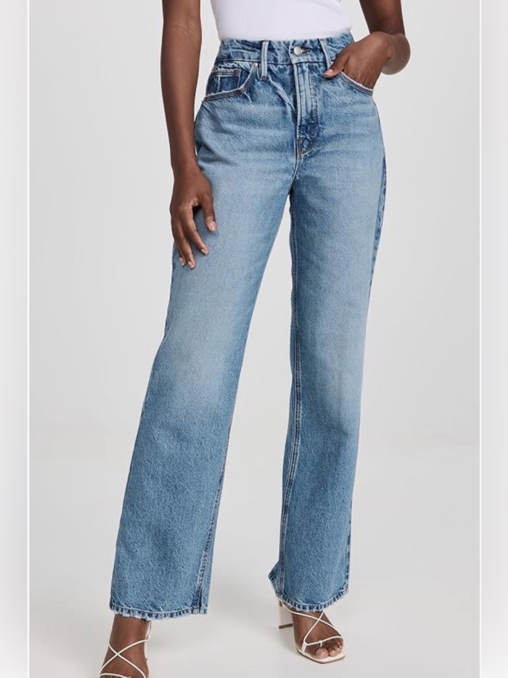 Good American Good '90s Wide Leg Relaxed Jeans Light Wash Women’s size 29, 8